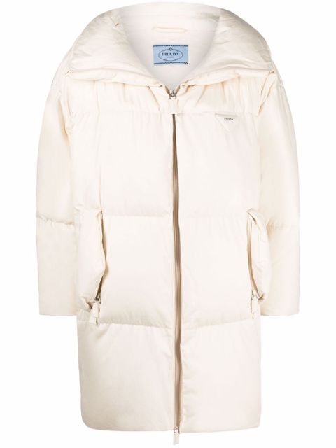 Prada logo-patch padded coat - Neutrals - zdjęcie produktu nr 1