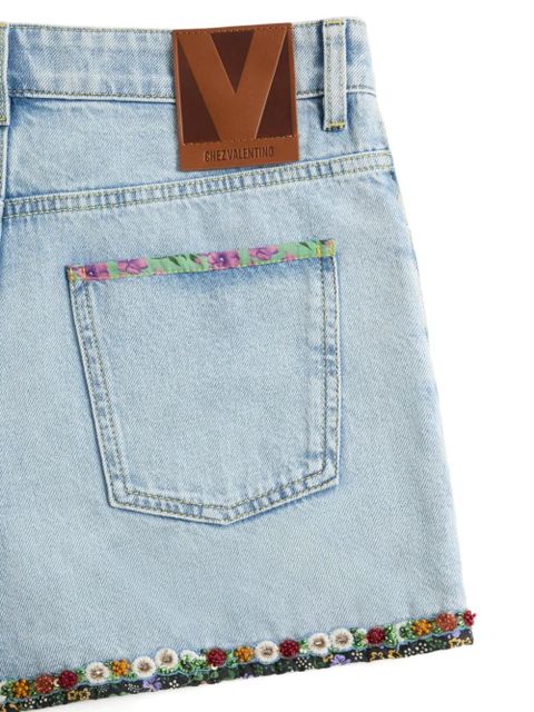 Valentino Garavani embroidered denim shorts - Blue