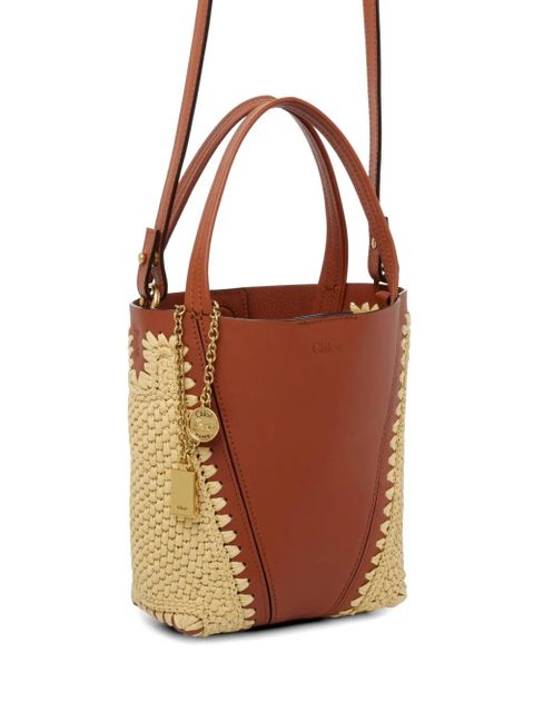Chloé small Chloé Spin woven-pannels charm-detail bucket bag - Brown