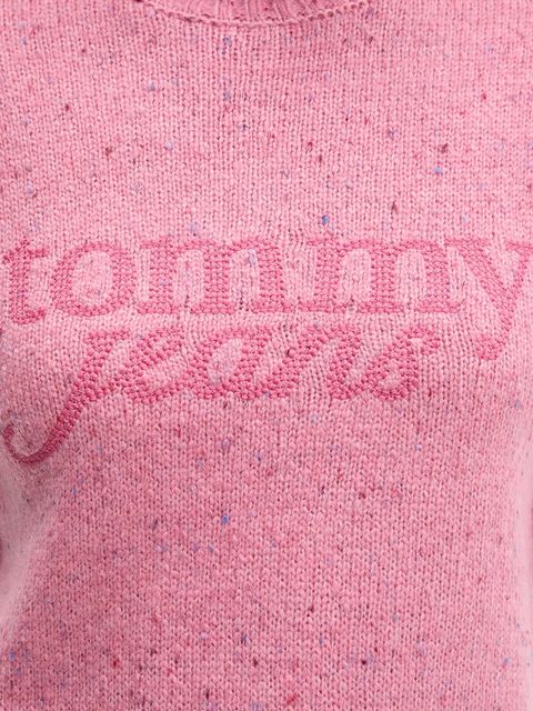 Tommy Jeans sweter z dodatkiem wełny damski kolor różowy z golfem DW0DW21687