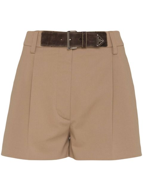 Prada Gabardine belted shorts - Brown - zdjęcie produktu nr 1