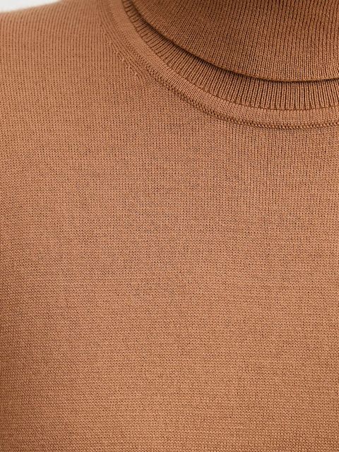 Calvin Klein sweter z dodatkiem wełny damski kolor brązowy lekki z golfem LV044D371G