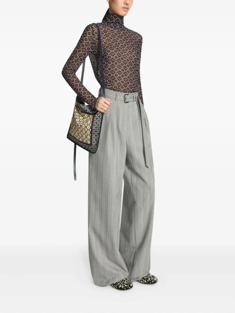 DRIES VAN NOTEN belted pinstripe trousers - Grey