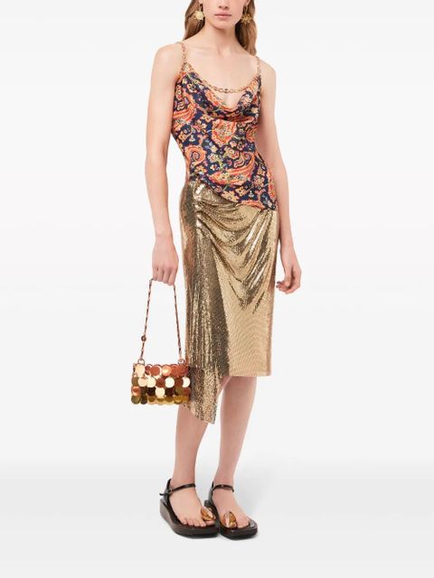 Rabanne paisley-print chain-detail tank top - Blue