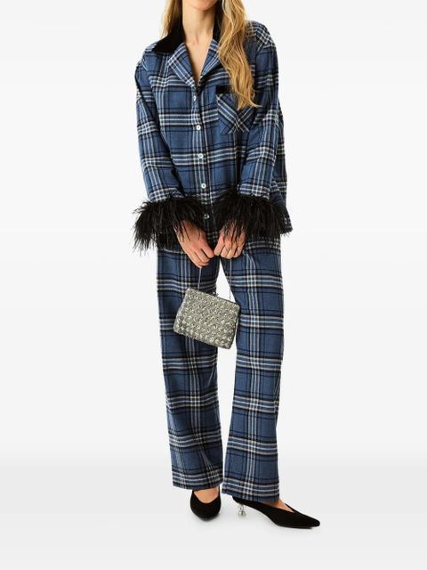 Sleeper checked feather-trimmed pajama - Blue - zdjęcie produktu nr 2