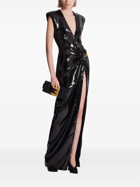 Balmain draped sequin-embellished dress - Black - zdjęcie produktu nr 2