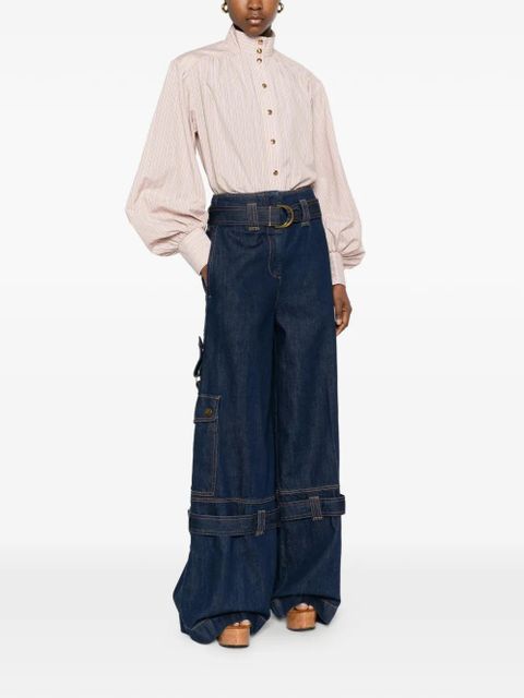 ZIMMERMANN belted flap-pockets jeans - Blue - zdjęcie produktu nr 2