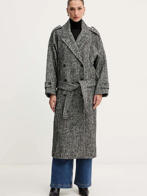 Pinko płaszcz z dodatkiem wełny kolor czarny 105562 A2SE - zdjęcie produktu nr 1