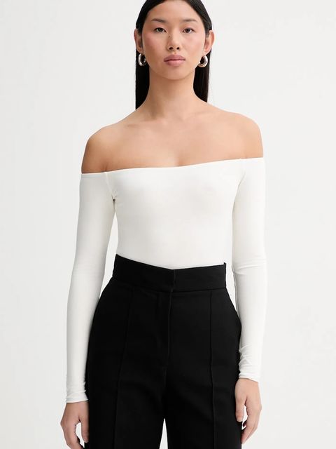 Saint Body body OFF SHOULDR BODYSUIT damskie kolor biały gładka SB.318 - zdjęcie produktu nr 1