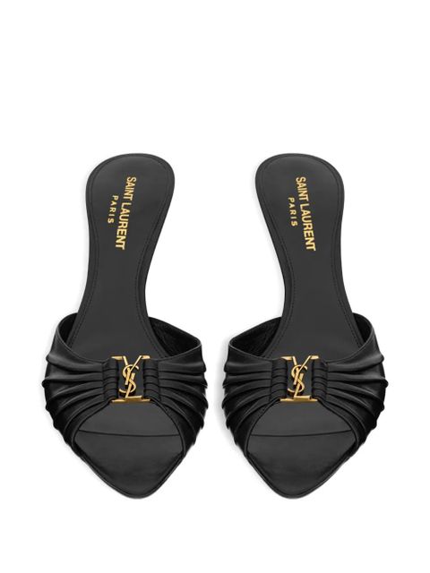 Saint Laurent twisted logo-detail sandals - Black
