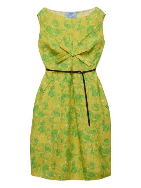 Prada floral-print bow-detail mini dress - Green - zdjęcie produktu nr 1