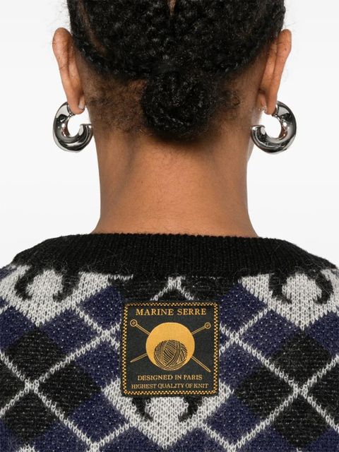 Marine Serre Moon argyle-knit sweater - Black - zdjęcie produktu nr 2