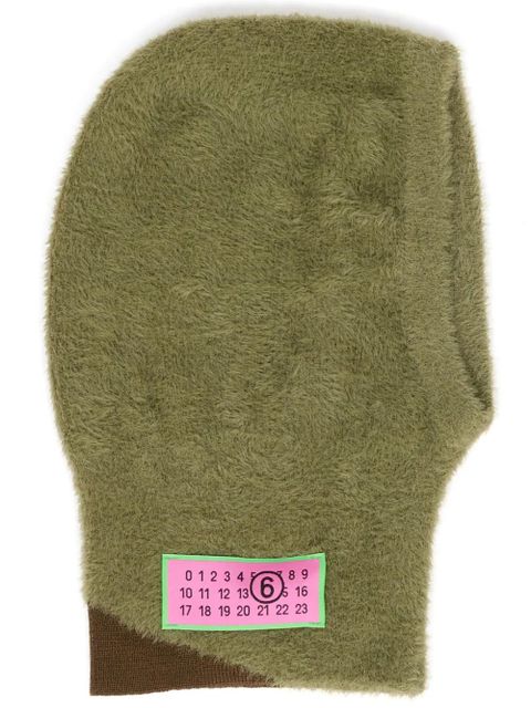 MM6 Maison Margiela Numbers-motif textured balaclava - Green - zdjęcie produktu nr 1
