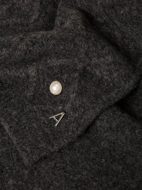 TWINSET pearl-embellished cable-knit scarf - Grey