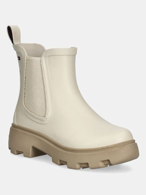 Tommy Hilfiger kalosze RUBBER FLAG CLEATED RAINBOOT damskie kolor beżowy FW0FW08637 - zdjęcie produktu nr 1