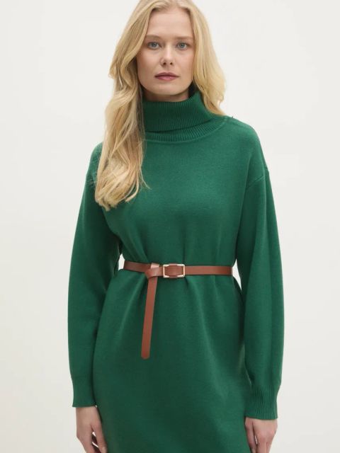 Answear.LAB sukienka kolor zielony midi prosta