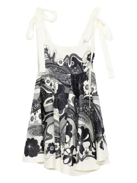 ALEMAIS Mickey floral-print mini dress - Neutrals - zdjęcie produktu nr 1