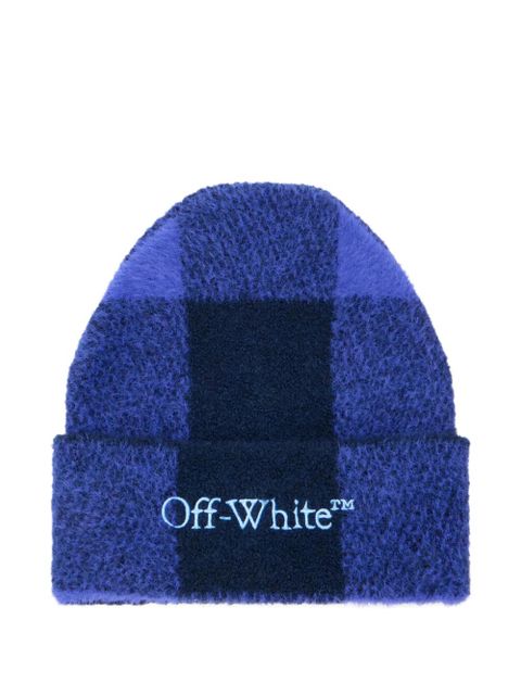 Off-White Bookish plaid logo beanie - Blue - zdjęcie produktu nr 1