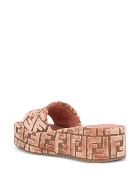 FENDI 60mm Sunshine FF-jacquard platform sandals - Pink