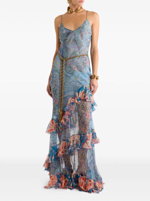 ETRO ruffled floral-print maxi dress - Blue - zdjęcie produktu nr 2