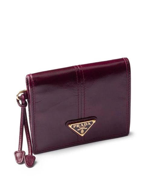 Prada Soft Lux patent-leather logo-plaque wallet - Red