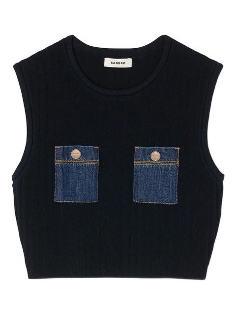 SANDRO denim-pockets top - Blue - zdjęcie produktu nr 1