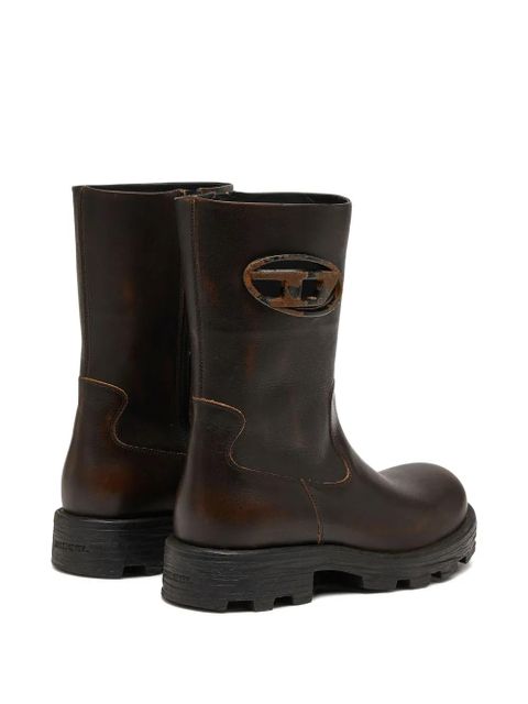 Diesel D-Hammer logo-plaque biker boots - Brown