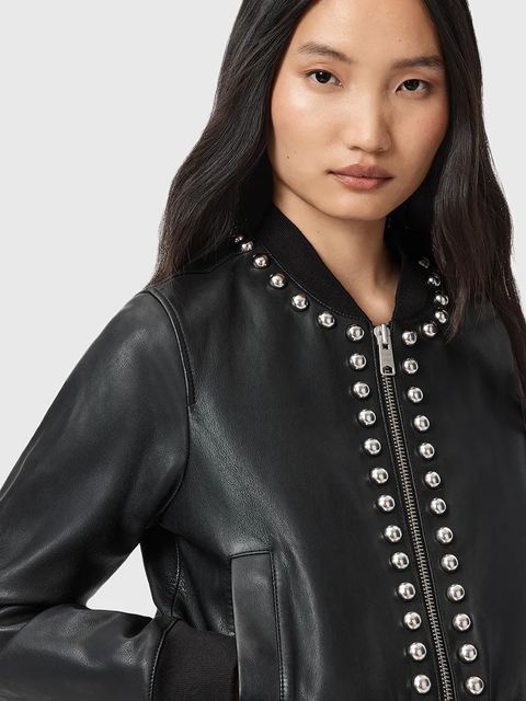 AllSaints kurtka skórzana ORTEN kolor czarny przejściowa W032LD