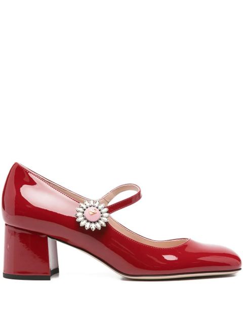 Valentino Garavani crystal-embellished block-heel pumps - Red - zdjęcie produktu nr 1