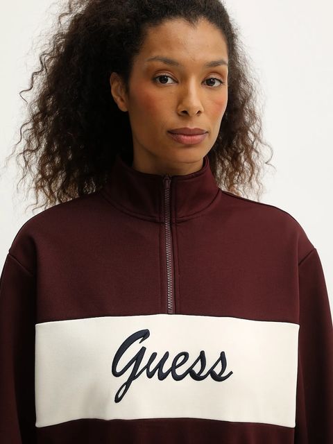 Guess bluza FABIA damska kolor bordowy z aplikacją V5BQ00 KCX22