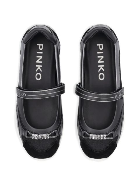 PINKO pink-detail strap sneakers - Black