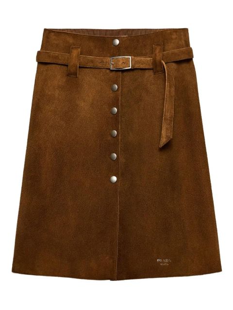 Prada button-front suede skirt - Brown - zdjęcie produktu nr 1