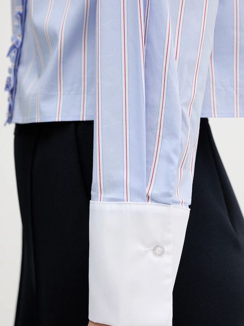 OUI koszula damska kolor niebieski regular ze stójką 96070