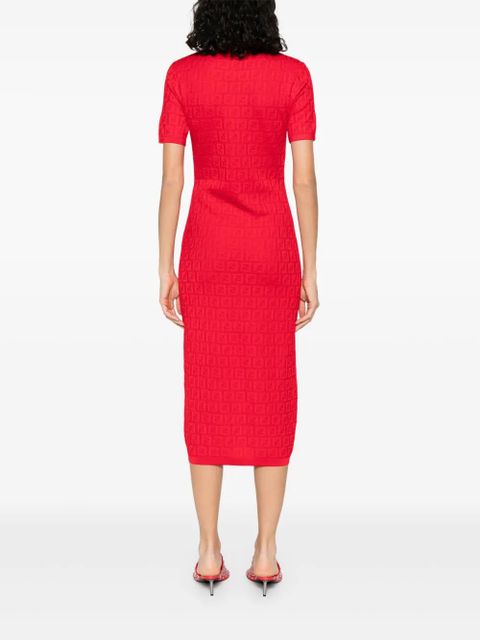 FENDI FF-jacquard dress - Red