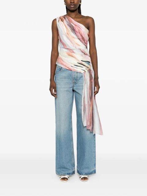 Aje Capture one-shoulder draped top - White