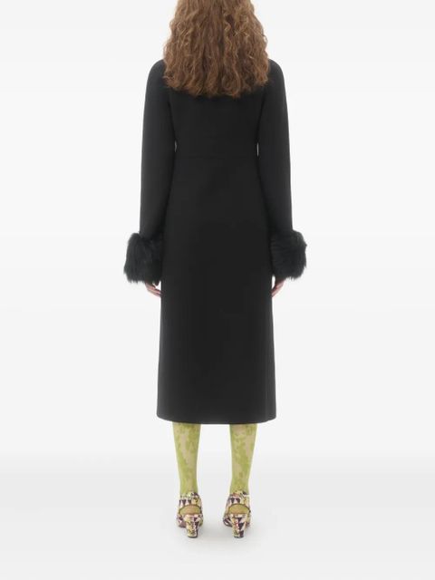 Valentino Garavani faux fur-trimmed double-breasted coat - Black