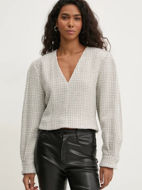 IRO bluzka z domieszką wełny kolor beżowy wzorzysta WM16JILLA - zdjęcie produktu nr 1