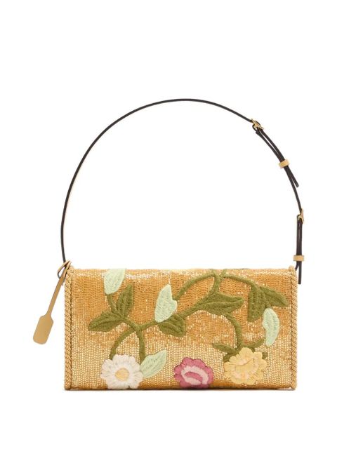 Valentino Garavani small DeVain embroidered shoulder bag - Neutrals