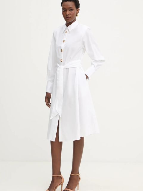 Karl Lagerfeld sukienka bawełniana kolor biały midi oversize B1W13026 - zdjęcie produktu nr 2