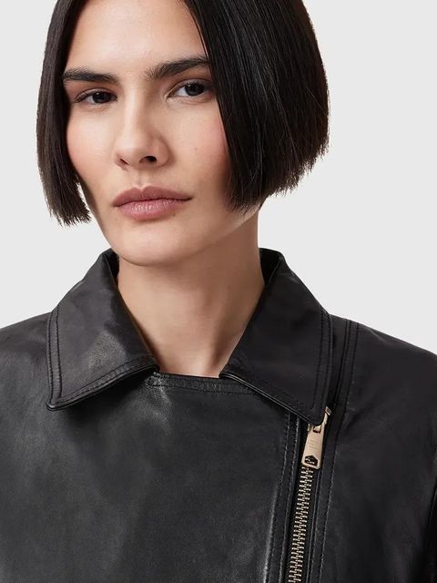 AllSaints kurtka skórzana VELA kolor czarny przejściowa W089LB