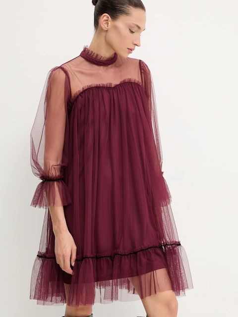 Answear.LAB sukienka kolor bordowy mini rozkloszowana