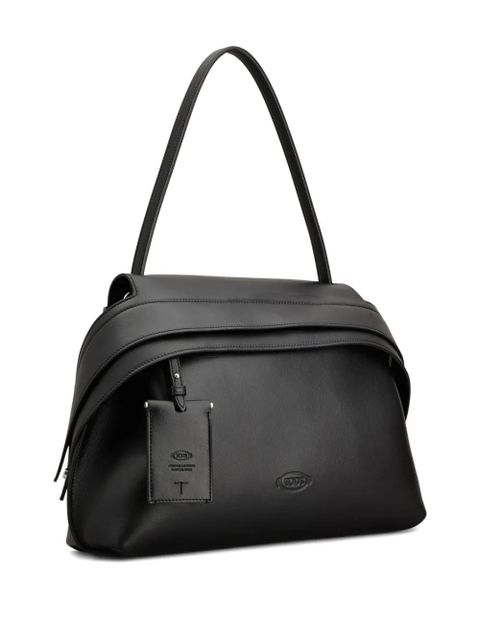 Tod's flap-detail leather shoulder bag - Black
