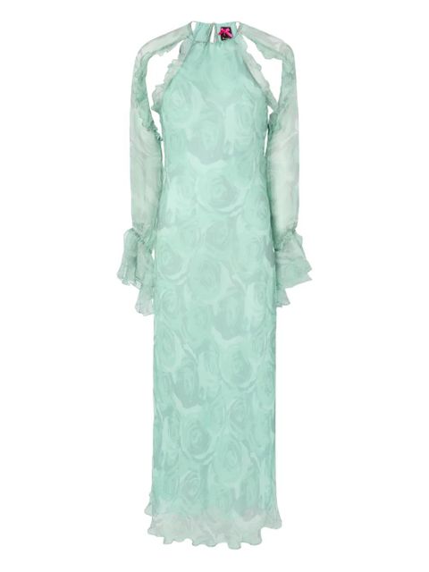 PINKO ruffled floral silk dress - Green - zdjęcie produktu nr 1