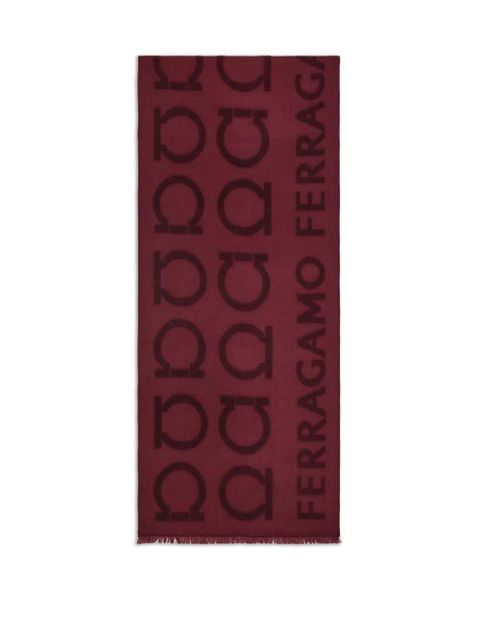 Ferragamo Gancini jacquard logo scarf - Red