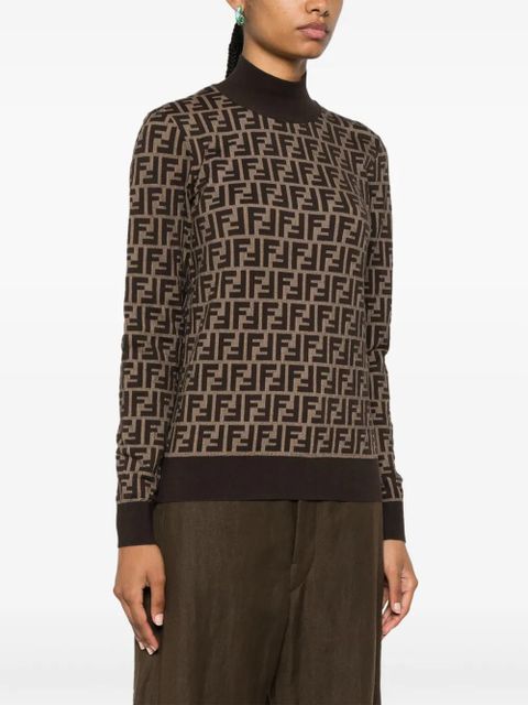 FENDI FF-jacquard sweater - Brown