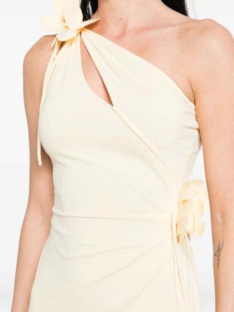 Coperni asymmetric floral-appliqué maxi dress - Yellow