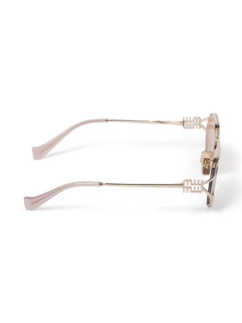 Miu Miu Eyewear Logo oval-frame sunglasses - Gold