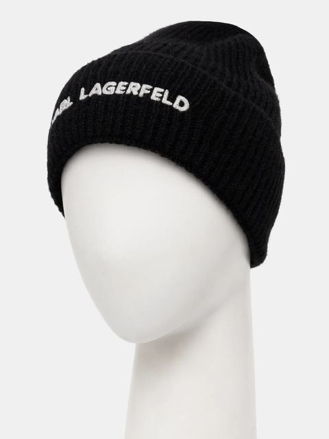 Karl Lagerfeld czapka z domieszką wełny kolor czarny A1W33156