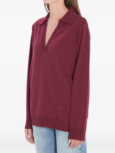 Gucci v-neck polo top - Red