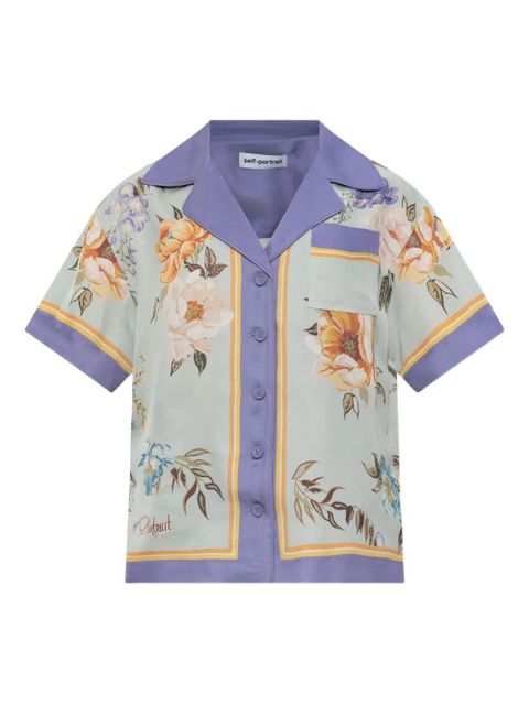 Self-Portrait floral-print shirt - Blue - zdjęcie produktu nr 1